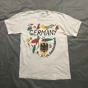Vintage 90s Germany Deutschland Shirt Mens Large White Soccer Graphic Print